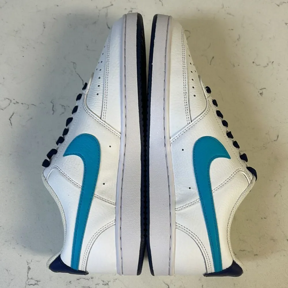 Men's Nike Court Vision Lo White/Turquoise Blue-Blue Void (DM1187 100) Sz 8.5